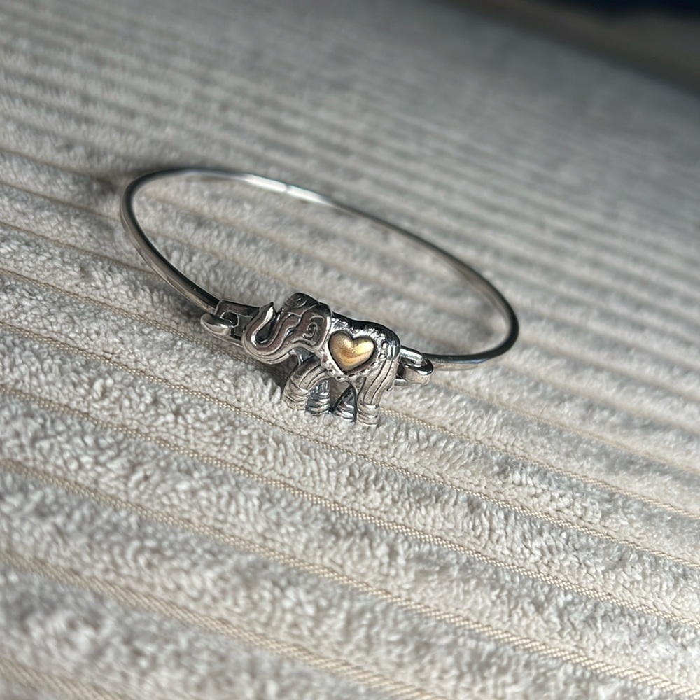 James Avery RETIRED Hook on Bronze & Sterling Silver Elephant Bracelet